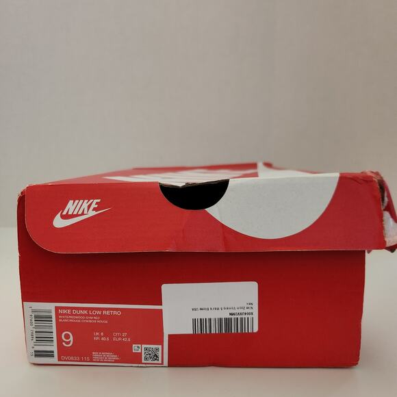 Nike Dunk Low Retro - Men\'s (DV0833-115, Red/White/Red) Size 9